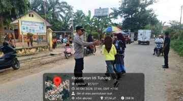 Strong Point Pagi Hari, Polsek Idi Tunong Pastikan Keselamatan Pelajar